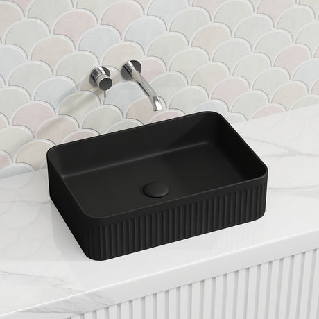 Lukka Crete Flueted Above Counter Ceramic Basin 400/500mm - Variant Colour Available