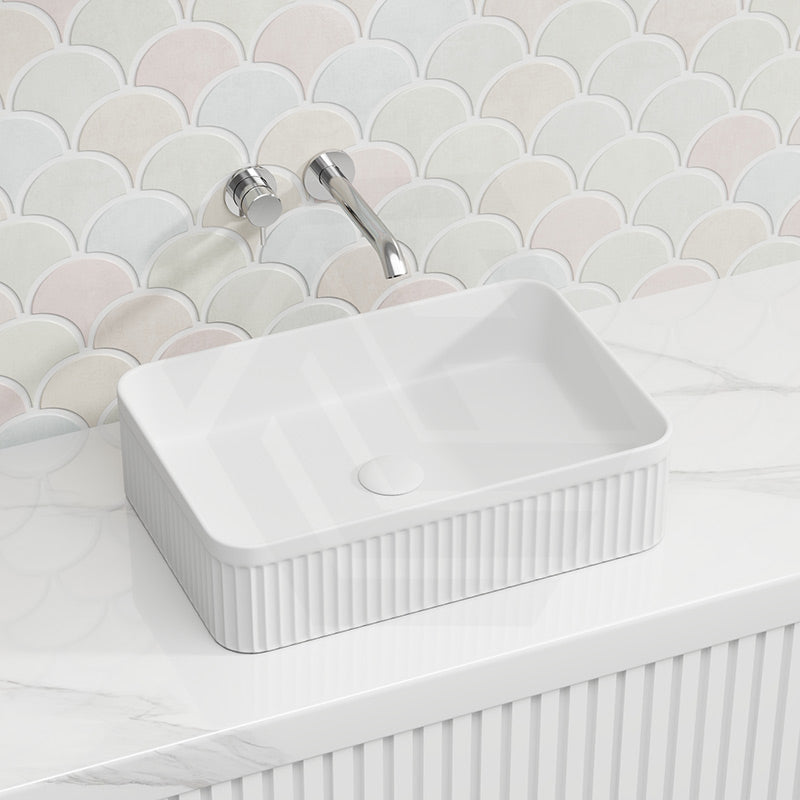 Lukka Crete Flueted Above Counter Ceramic Basin 400/500mm - Variant Colour Available