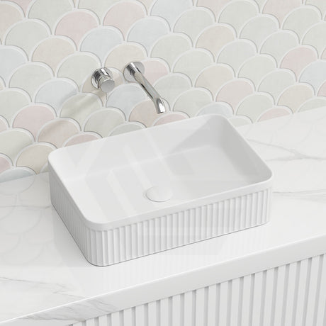 Lukka Crete Flueted Above Counter Ceramic Basin 400/500mm - Variant Colour Available