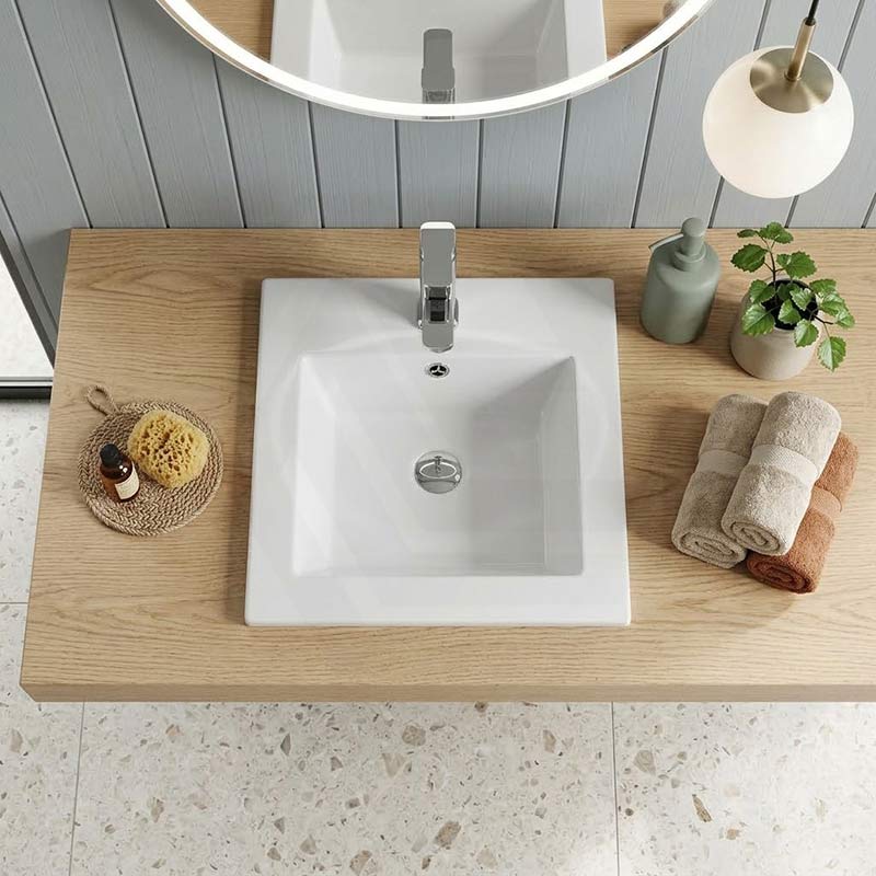 Lukka Inset Ceramic Basin with Tap Hole 415x415x170mm - Gloss White