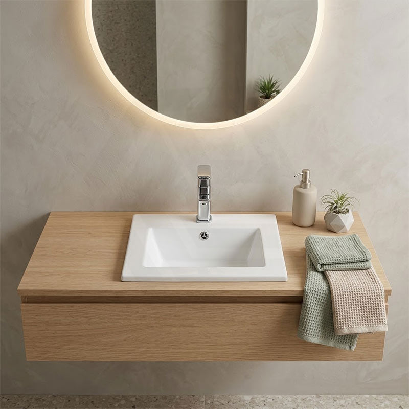 Lukka Inset Ceramic Basin with Tap Hole 415x415x170mm - Gloss White
