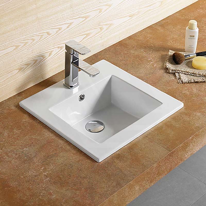 Lukka Inset Ceramic Basin with Tap Hole 415x415x170mm - Gloss White