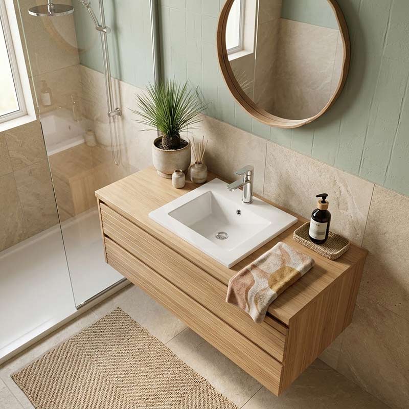 Lukka Inset Ceramic Basin with Tap Hole 415x415x170mm - Gloss White