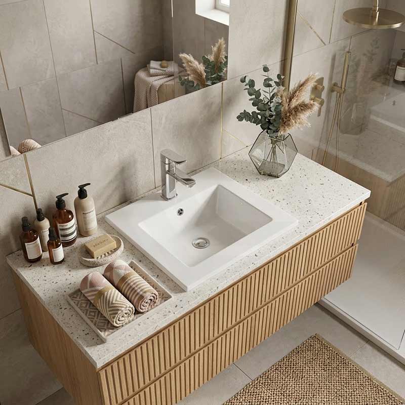 Lukka Inset Ceramic Basin with Tap Hole 415x415x170mm - Gloss White