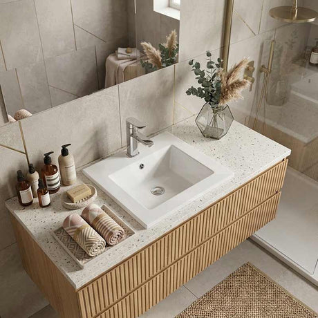 Lukka Inset Ceramic Basin with Tap Hole 415x415x170mm - Gloss White