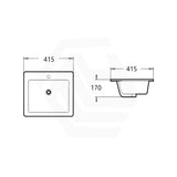 Lukka 415x415x170mm Gloss White Inset Ceramic Basin with Tap Hole
