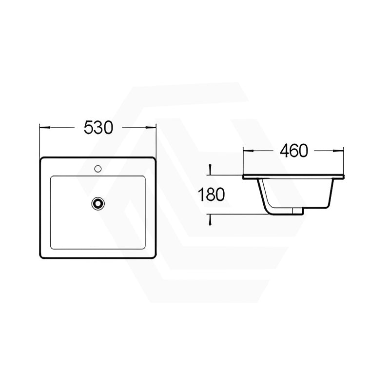 Lukka 530x460x180mm Inset Ceramic Basin Square Gloss White with Tap Hole