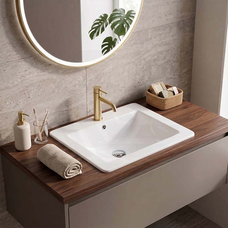 Lukka Square Ceramic Inset Basin with Tap Hole & Overflow 530x460x180mm - Gloss White