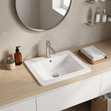 Lukka Square Ceramic Inset Basin with Tap Hole & Overflow 530x460x180mm - Gloss White