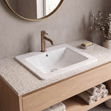 Lukka Square Ceramic Inset Basin with Tap Hole & Overflow 530x460x180mm - Gloss White