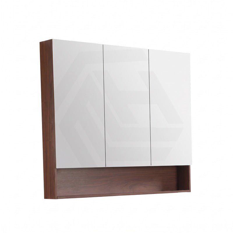 1200mm Lukka Clark Plywood Wall Hung Mirror Shaving Cabinet Mocha Oak Matte