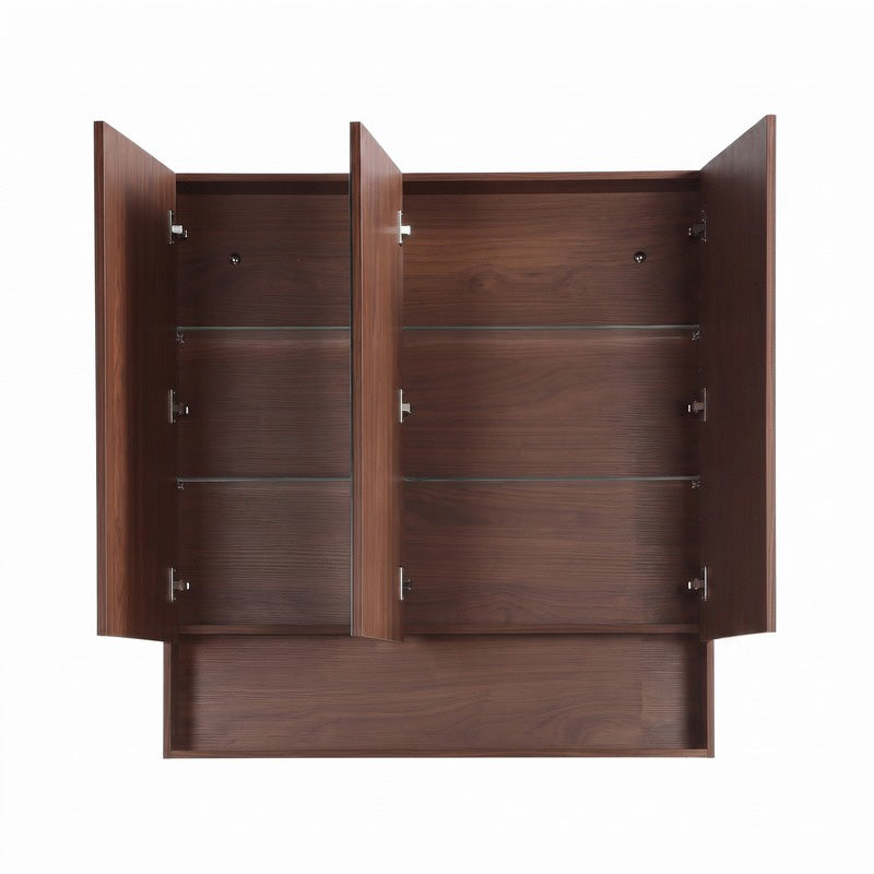 1200mm Lukka Clark Plywood Wall Hung Mirror Shaving Cabinet Mocha Oak Matte