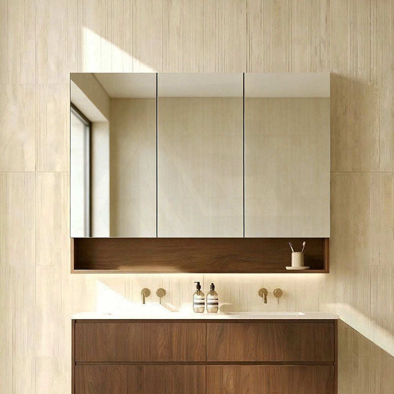 1200mm Lukka Clark Plywood Wall Hung Mirror Shaving Cabinet Mocha Oak Matte