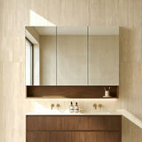 1200mm Lukka Clark Plywood Wall Hung Mirror Shaving Cabinet Mocha Oak Matte