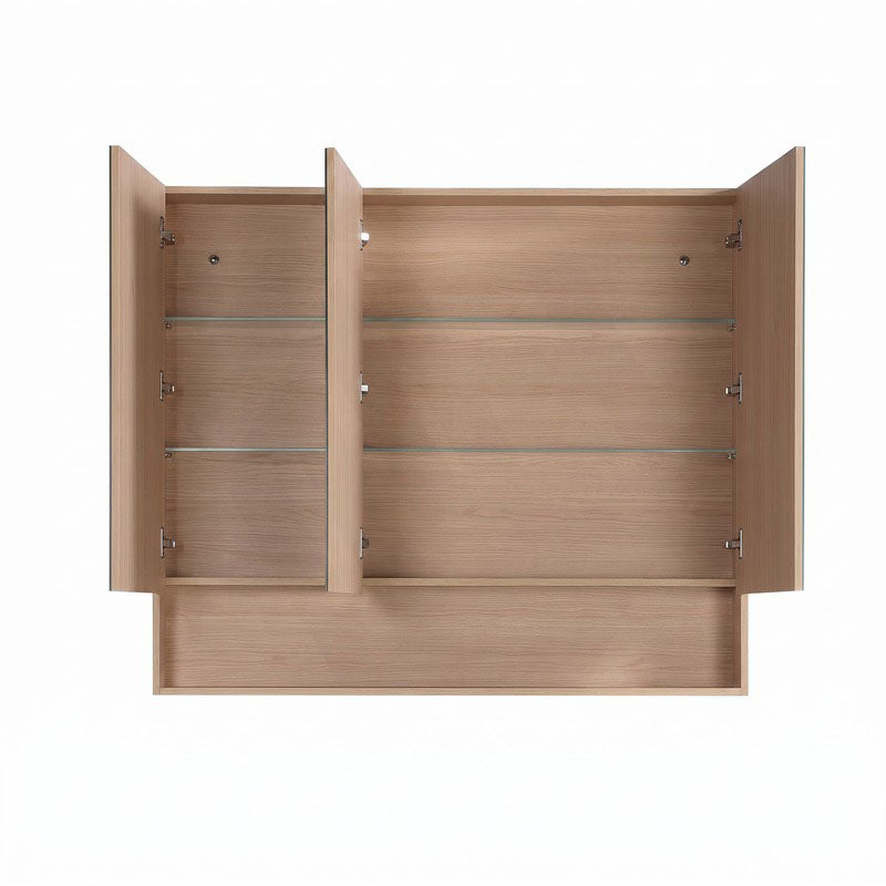 1200mm Lukka Clark Plywood Wall Hung Mirror Shaving Cabinet Sandy Oak Matte