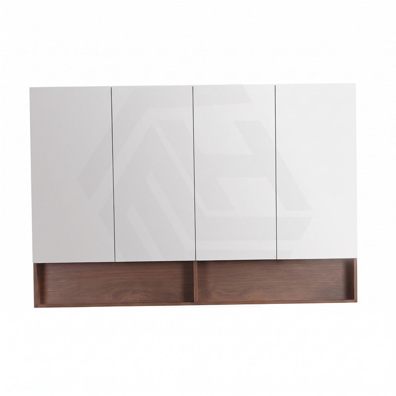 1500mm Lukka Clark Plywood Wall Hung Mirror Shaving Cabinet Mocha Oak Matte