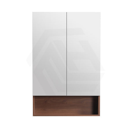 600mm Lukka Clark Plywood Wall Hung Mirror Shaving Cabinet Mocha Oak Matte