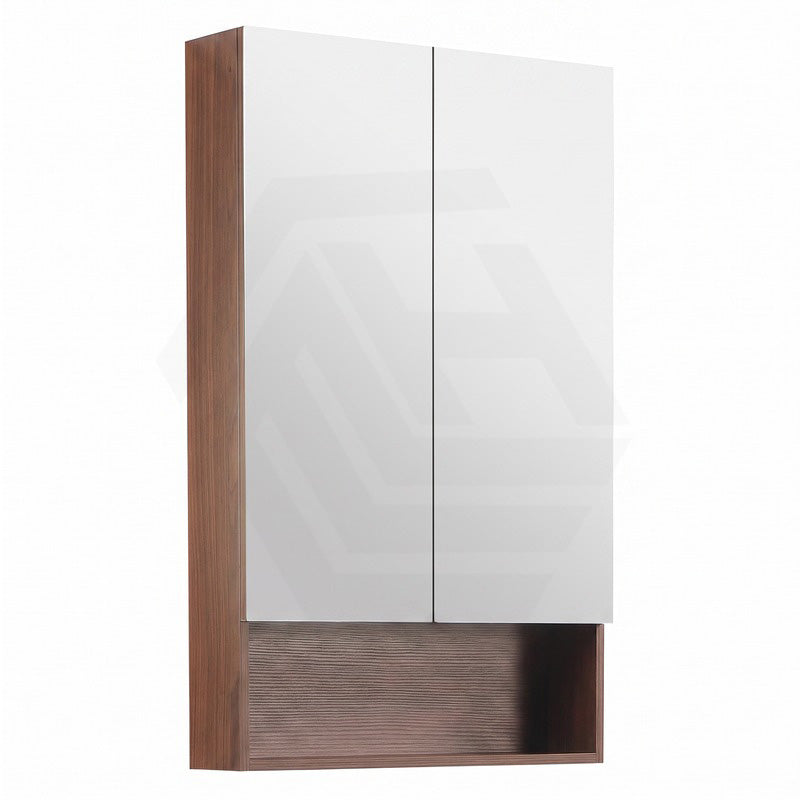 600mm Lukka Clark Plywood Wall Hung Mirror Shaving Cabinet Mocha Oak Matte