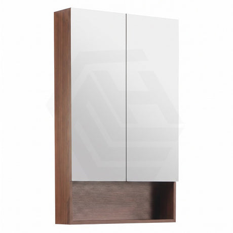 600mm Lukka Clark Plywood Wall Hung Mirror Shaving Cabinet Mocha Oak Matte