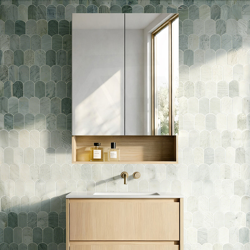 600mm Lukka Clark Plywood Wall Hung Mirror Shaving Cabinet Sandy Oak Matte