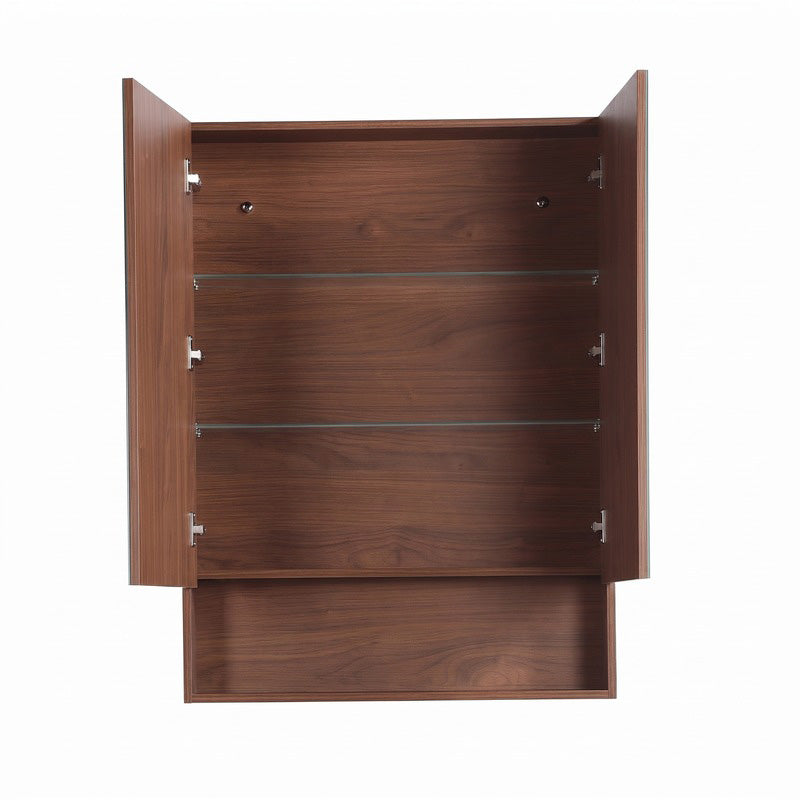 750mm Lukka Clark Plywood Wall Hung Mirror Shaving Cabinet Mocha Oak Matte