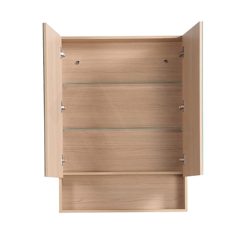 750mm Lukka Clark Plywood Wall Hung Mirror Shaving Cabinet Sandy Oak Matte