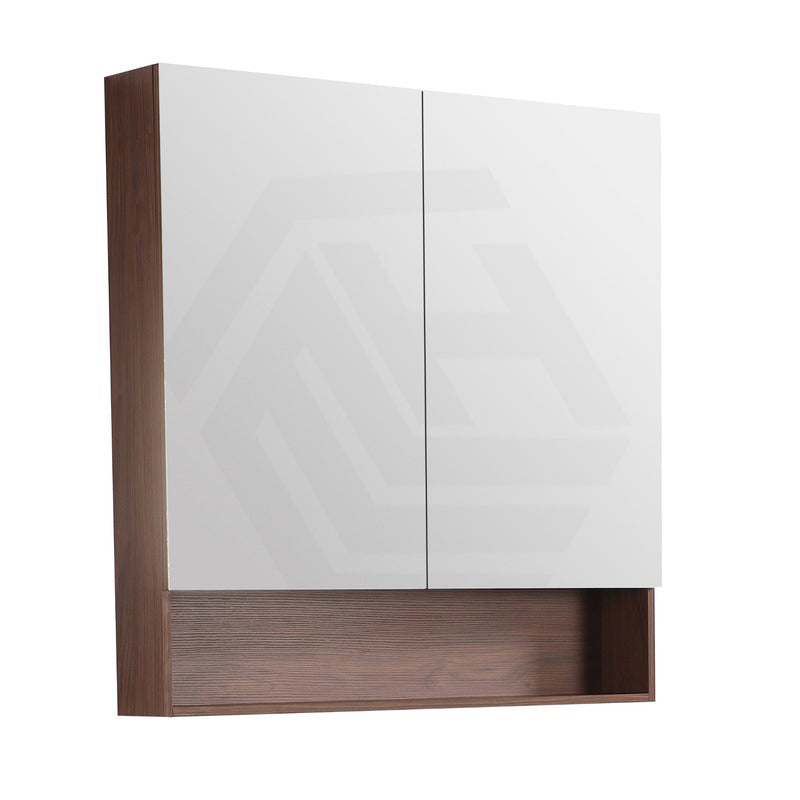 900mm Lukka Clark Plywood Wall Hung Mirror Shaving Cabinet Mocha Oak Matte