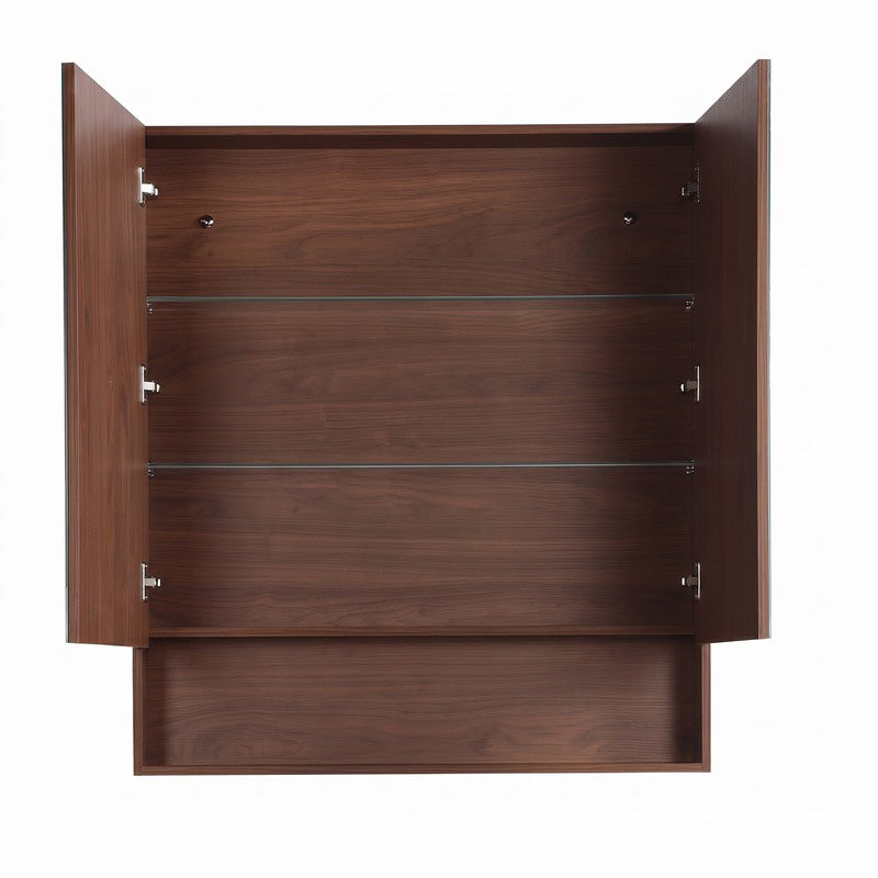 900mm Lukka Clark Plywood Wall Hung Mirror Shaving Cabinet Mocha Oak Matte