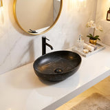 Lukka Carey Oval Above Counter Basin Ceramic Matt Marble 520x395x130mm - Matt Marble White/ Black