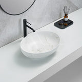 Lukka 520x395x130mm Carey Oval Above Counter Basin Ceramic Matt Marble White