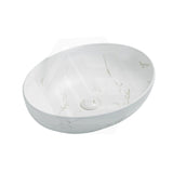 Lukka 520x395x130mm Carey Oval Above Counter Basin Ceramic Matt Marble White