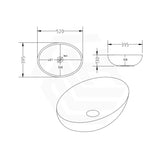 520x395x130mm Bathroom Ultra Slim Oval Above Counter Ceramic Gloss White