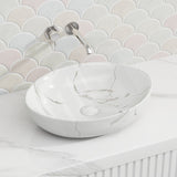 Lukka 520x395x130mm Carey Oval Above Counter Basin Ceramic Matt Marble White