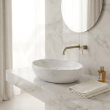 Lukka Carey Oval Above Counter Basin Ceramic Matt Marble 520x395x130mm - Matt Marble White/ Black