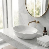 Lukka Carey Oval Above Counter Basin Ceramic Matt Marble 520x395x130mm - Matt Marble White/ Black