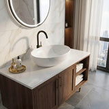 Lukka Carey Oval Above Counter Basin Ceramic Matt Marble 520x395x130mm - Matt Marble White/ Black