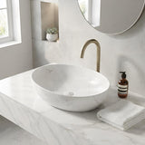 Lukka Carey Oval Above Counter Basin Ceramic Matt Marble 520x395x130mm - Matt Marble White/ Black