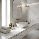 Lukka Carey Oval Above Counter Basin Ceramic Matt Marble 520x395x130mm - Matt Marble White/ Black
