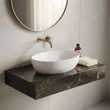 Lukka Carey Oval Above Counter Basin Ceramic Matt Marble 520x395x130mm - Matt Marble White/ Black