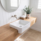 Lukka Rectangle Semi Recessed Ceramic Basin 480x377x135mm - Gloss White