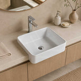 Lukka Rectangle Semi Recessed Ceramic Basin 480x377x135mm - Gloss White