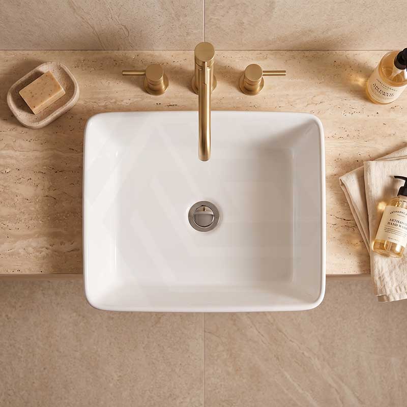 Lukka Rectangle Semi Recessed Ceramic Basin 480x377x135mm - Gloss White