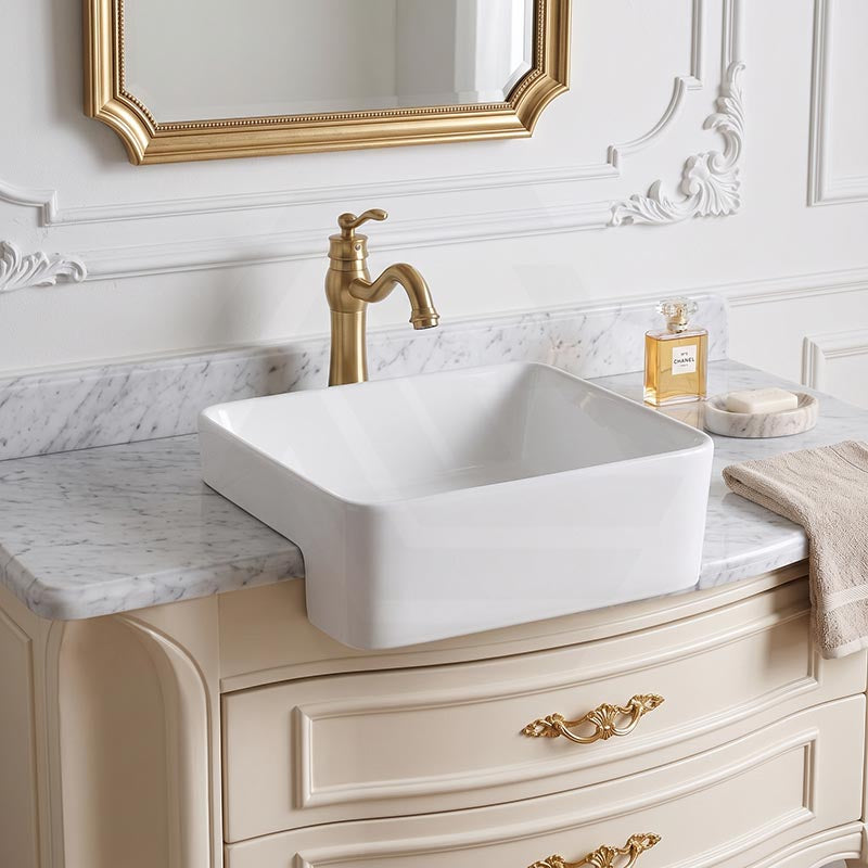 Lukka Rectangle Semi Recessed Ceramic Basin 480x377x135mm - Gloss White