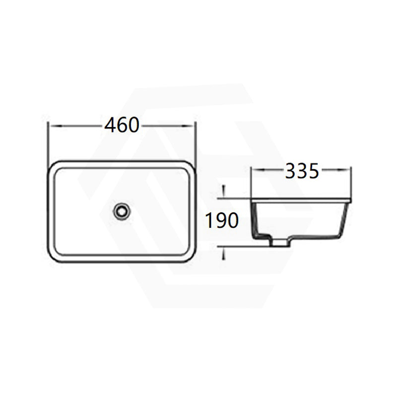 Lukka 460x335x190mm Undermount Ceramic Basin Rectangle Gloss White