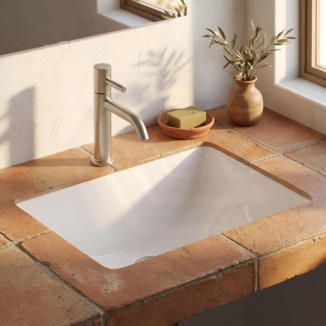 Lukka Undermount Ceramic Basin Rectangle 460x335x190mm - Gloss White