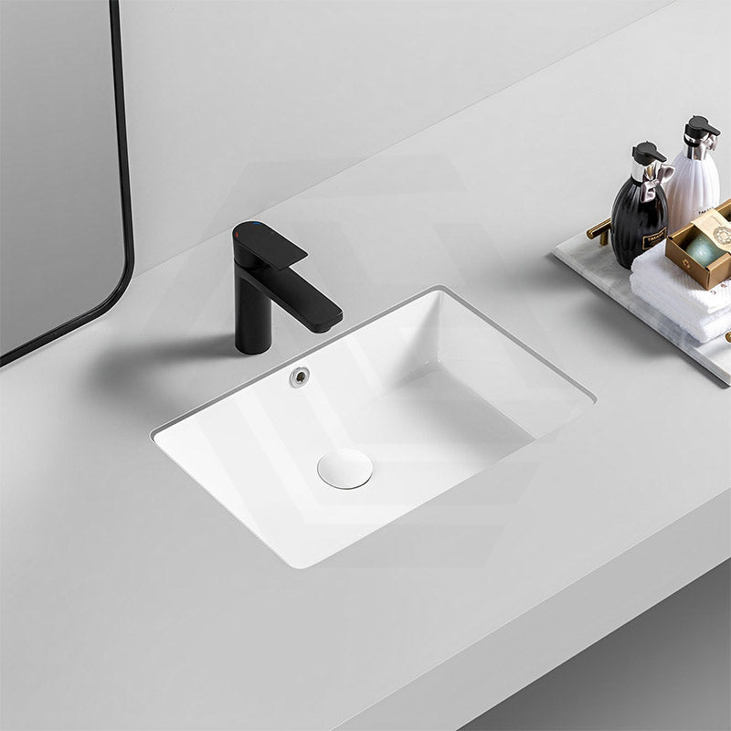 Lukka Crete 435x310x170mm Fine Ceramic Gloss White Under Counter Basin with Overflow
