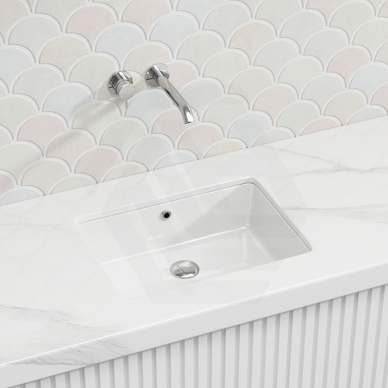 Lukka Crete Fine Ceramic Under Counter Basin with Overflow 435x310x170mm - Gloss White