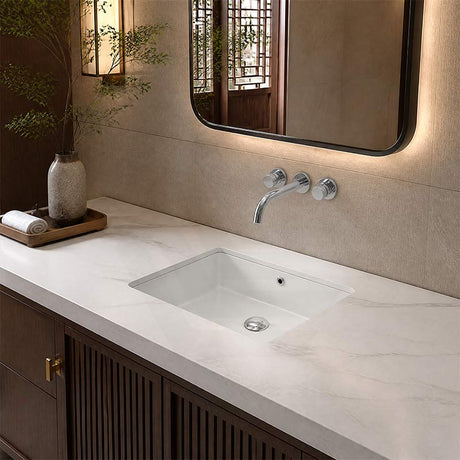 Lukka Crete Fine Ceramic Under Counter Basin with Overflow 435x310x170mm - Gloss White
