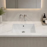 Lukka Crete Fine Ceramic Under Counter Basin with Overflow 435x310x170mm - Gloss White