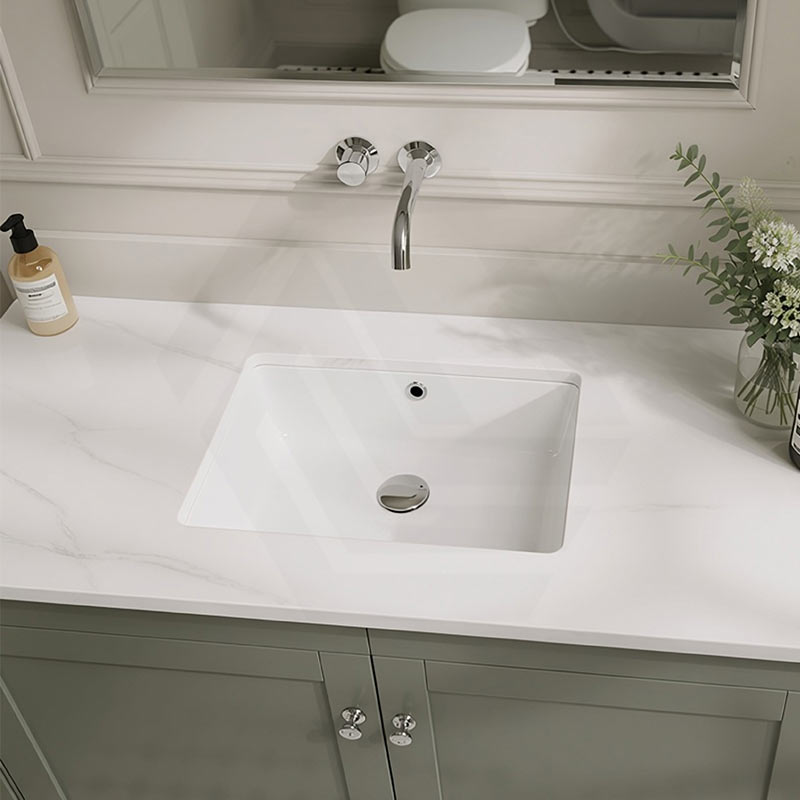 Lukka Crete Fine Ceramic Under Counter Basin with Overflow 435x310x170mm - Gloss White